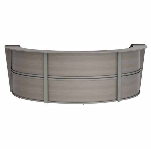 Reception Desk 71 in D X 46 in H, 11.9 ft W X Thermofused Laminate, Ash